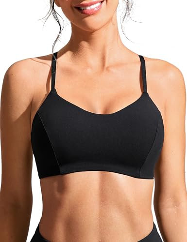 CRZ YOGA Women's Costume da Bagno con Lacci Incrociati Bikini Top Swim Reggiseno Sportivo Nero 42