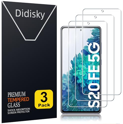 Didisky 3 Stück Schutzfolie Kompatibel mit Samsung Galaxy S20FE,Entsperren von Fingerabdrücken,9H Hartglas, Keine Blasen, High Definition Schutzfolie, Einfach anzuwenden, Fall-freundlich