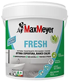 MaxMeyer Pittura per interni Bagni& Cucine Fresh A+ e priva di formaldeide BIANCO 4 L