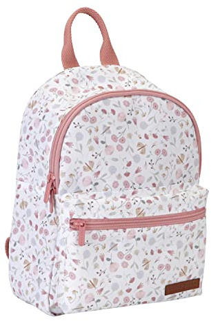 Little Dutch Rucksack Kinderrucksack für Kinder Kindergarten mit Brustgurt weiß Rosa Blümchen- Flowers & Butterflies