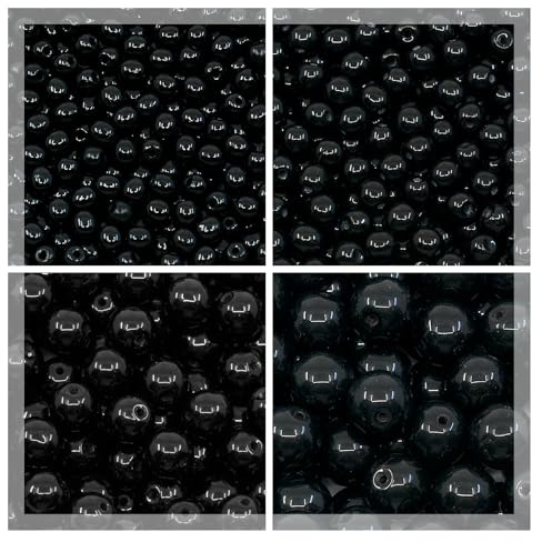Satz Perlen Tschechische Glasperlen Rund 3mm, 4mm, 6mm, 8mm, Jet Black 23980, Insgesamt 275 Stück