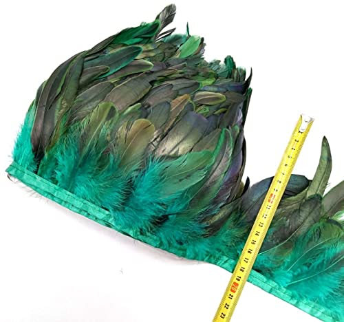 XIUCAI 1 Meter natürliche Hühner-Hahn-Schwanz-Federn, Fransen, Plumas-Bänder, DIY, Nähen, Kleidung, Hochzeitsdekorationen, Basteln, 13-18 cm