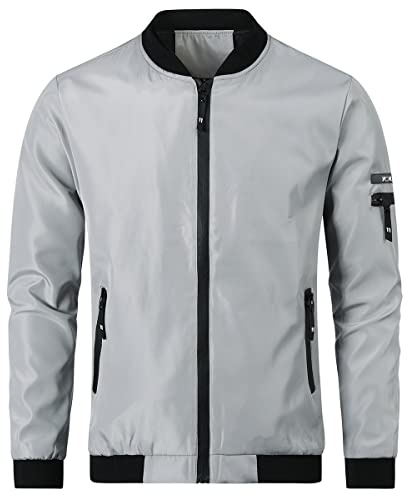 YOUTHUP Chaqueta de entretiempo para hombre, ligera, para verano, tiempo libre, bombero, chaqueta deportiva al aire libre, Gris-1801, M