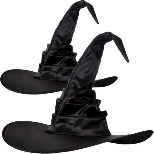 YWINETO Hexenhüte für Damen, magischer Zaubererhut, Vampir, Halloween-Kostüme, Kappen, schwarzer Hexenhut, Party, Karneval, Maskerade, Cosplay, Geisterkostüm, böser Samt, gerüschter Hexenhut,