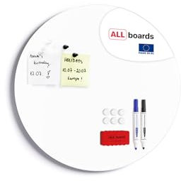 ALLboards Magnettafel Magnetplatte Whiteboard in Kreisform Weiß 40cm Durchmesser Schreibtafel Magnetwand