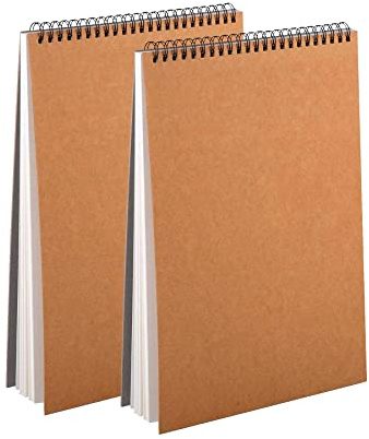 Aunphuw Zeichenblock A5 160gsm Skizzenbuch, Spiralgebunden 60 Seiten, 2pcs