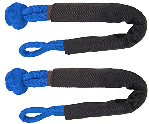 Manille de Corde Souple, 2 Pièces de Remorquage Souple 38000Lbs Force de Rupture Résistance à la Déchirure Portable pour Camion Gros SUV Véhicules Tout-terrain (Bleu)