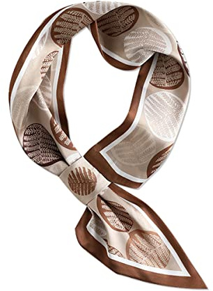 LumiSyne Damen Seidenschal Skinny Schal Einfacher Durchziehen Design Blume Blätter Gedruckt Frischer Stil Schmaler Lange Halstuch Satin Kleine Schal Dekorative Kopfschmuck Stirnbänder Haarband Ribbon