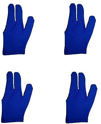 Sinsilvie 4 Pcs Atmungsaktive Billard Handschuh Rechts, 3 Finger Billiard Glove,Billard Snooker Queue Handschuhe für Frauen Männer, Billard Shooters Sport Zubehör,Blau & Schwarz(4Blue)