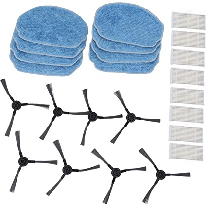 Asixxsix Pièces de Rechange pour Mannv BR150 BR151, pour ZCWA BR150 BR151, pour ONSON BR150 BR151, Accessoires pour aspirateur Robot, 8 brosses latérales, 8 filtres, 8 serpillières