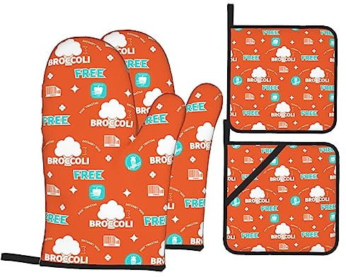 Personalisierte Lables Ofenhandschuhe Und Topflappen Sets Küche Backen Vier Stück Set Hitzebeständige Ofenhandschuhe Küche Backen Essentials Topflappen