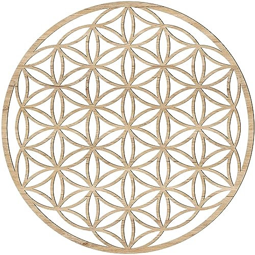 Blume des Lebens Wandbild aus Holz (Ø 20/21,5/26,88/39/43/49cm) (49 cm, Eiche)