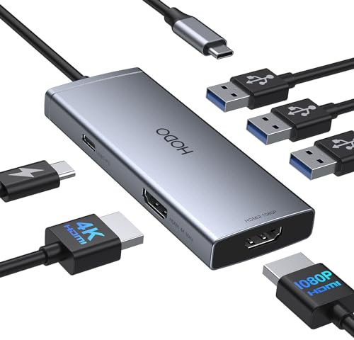 USB C Hub Dual HDMI Adapter, MacBook Dockingstation für 2 Monitore, Mac Docking Station with 2 HDMI Ports, 3 USB-Anschlüssen, PD, Unterstützung Mac Display Alternate Modus, Den Treiber installieren