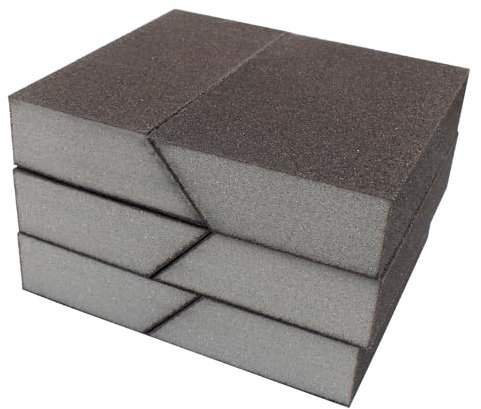 Unlorspy Assortimento di 8 spugne abrasive angolate, 10,2 x 7,1 x 2,5 cm, spugne abrasive a grana 120, lavabili e riutilizzabili, per lucidare legno, artigianato, metallo