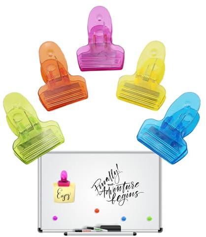 5 st flerfärgade magnetiska klämmor med magnet för anteckningar och anteckningar whiteboard och kylskåp, för hem, skolklassrum, kontor, kongresser