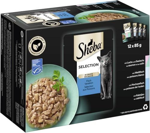 SHEBA® Portionsbeutel Multipack Selection in Sauce Fisch Variation MSC 1 x 12x85g