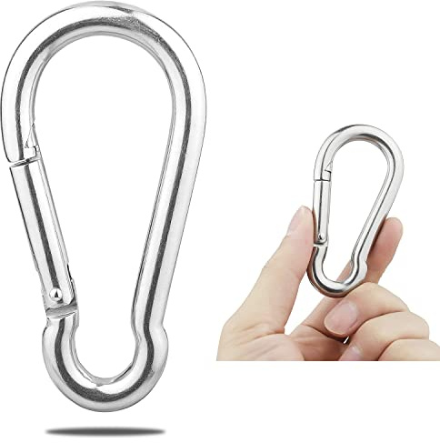 4 Stück Karabinerhaken, 304 Edelstahl Heavy Duty M8 Karabinerhaken, Caribeana Hängematte Schaukel Clips Outdoor-Reisen Camping Angeln Trekking