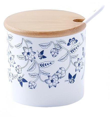 Dowbom Sucrier japonais avec couvercle et cuillère, pot à sucre, pot à sucre, pot à épices (bleu, 255 g), DB-TG-014