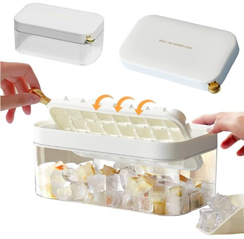 Bac a Glacons Pressé Plaque de Presse, Bac à glaçons pour congélateur, 32 Glaçons, Bac à Glaçons Facile à Détacher, avec pelle à glace pour congélateur whisky, boissons, cocktails, fruits. (B)