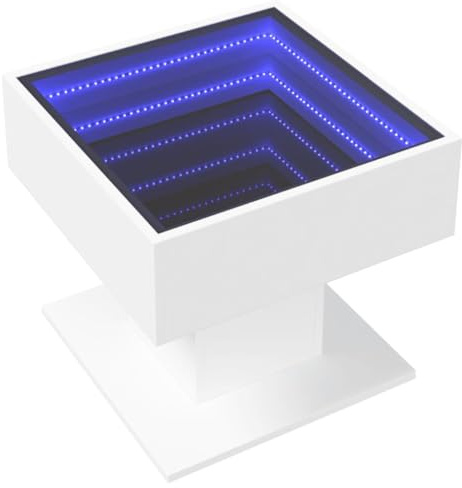 vidaXL LED-Couchtisch Weiß 50x50x45 cm Holzwerkstoff