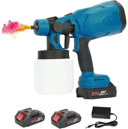 McbeAn Electric Paint Spray Gun, Rechargeable Paint Sprayer, with 800ML Tank, 3 Spray Patterns, Spraying Distance: 15-30cm, for Walls, Celling, Fencing and Decking