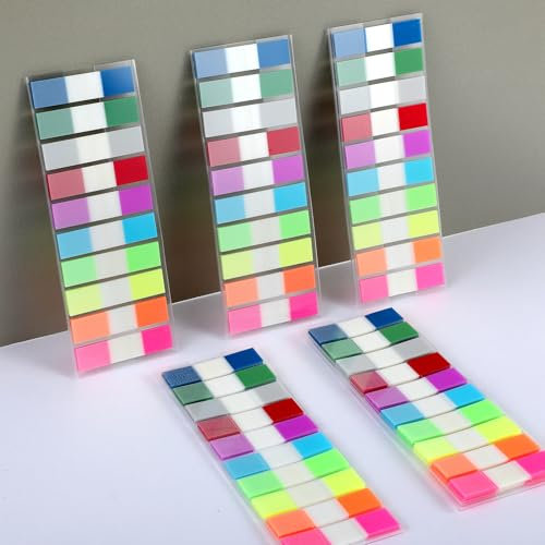 Ptwola 1200 Stück Seitenmarker Selbstklebend Haftnotizen Sticky Notes Transparent Klebezettel Page Marker Repositionierbar Schreibbar für Schreibwaren Aesthetic, Studieren, Büro (10 Farben)