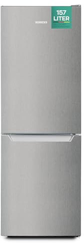 Heinrich´s Kühlgefrierkombination mit 157 L Gesamtvolumen, 109 L Kühlvolumen 48 L Gefriervolumen, LED Beleuchtung, Türanschlag wechselbar, verstellbare Füße, leise 39 dB, große Tiefkühlboxen, Inox