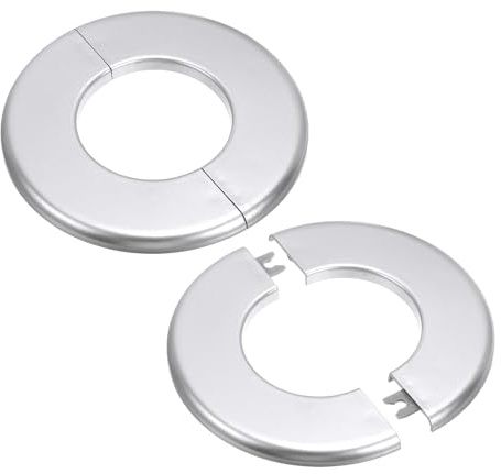PATIKIL Rohrabdeckung Wand Split Flansch Rohrmanschette 2,52 (64mm), 2 Stück ABS Runde Selbstklebende Rosetten Wasserhahn Armaturen-Abdeckung für Badezimmer Armatur Dekoration, Silber