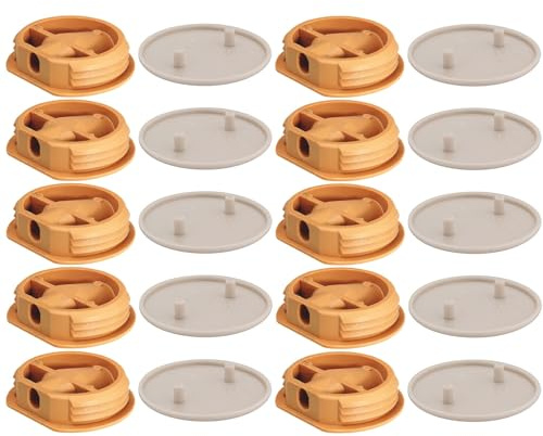 cyclingcolors 10x Ferrure d'assemblage beige avec cache en plastique idéal caravane bateaux vans camping-cars camions aménagés Connecteur Fixation Meuble Cuisine, capuchon rond beige café latté