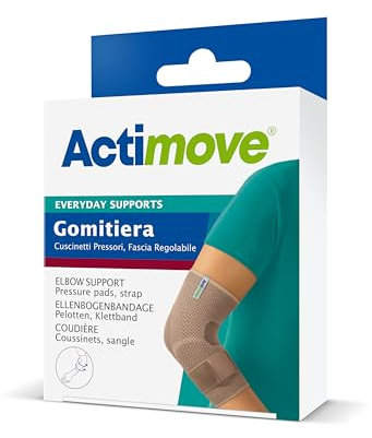 Actimove Everyday Supports Gomitiera con Cuscinetti Pressori e Fascia Regolabile - Compressione sostenuta, pressione regolabile per un'azione antidolorifica mirata - Beige, M
