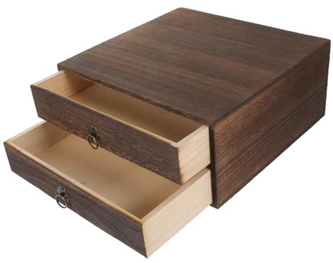 SHERCHPRY Caja Organizadora de Madera Multicapa y Apilable Marrón Diseño de Cajón para Almacenamiento Fuerte y Orden Hogar