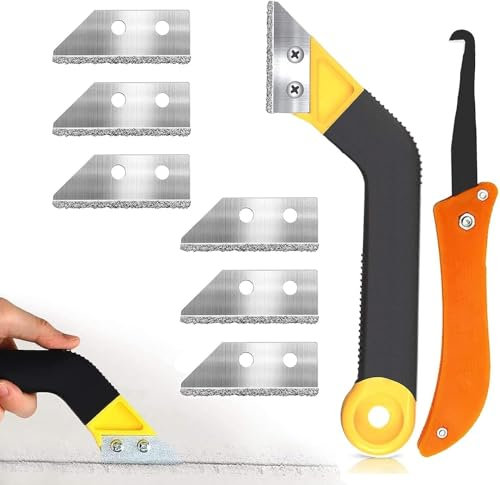 Raschietto Fughe Piastrelle, shallyong Strumento Rimozione Fughe, con 6 Lame di Ricambio, Pulizia Fughe Piastrelle, per Pulizia Profonda di Giunti in Cucina e Bagno