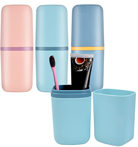 3 Pièces Etui à Brosse à Dents,Boite Brosse a Dent Voyage,Gobelet à Brosse à Dents,Portable Kit Brosse a Dent Voyage,pour La Famille, Le Camping