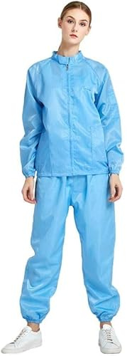 EPA Anti-Static Zippered Coverall Set - Stand Collar Dustproof Work Suit for Cleanroom,ESD Protective Clothing Men Women (Blue,xx_l)