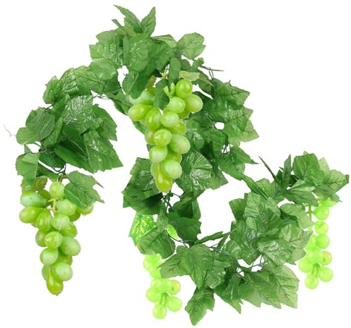 Woohome 4 Bunches Artificial Grapes and 1 Pack Artificial Greenery Chain Grape, Grapes Vines Leaves for Garden Wedding Garland Home Room Outside Decoration