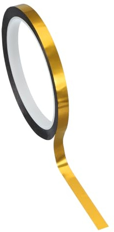 PATIKIL Cinta De Poliéster Metalizada 8mm x 50 Metros, Cinta Decorativa Metálica Dorada Brillante Con Adhesivo Espejo Para Detallado Paredes Acrílicas Arte Gráfico Recorte Barcos Paredes