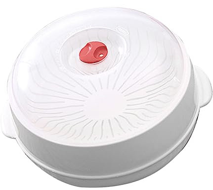 JECOMPRIS Vaporera de Cocina para Microondas de Plástico Blanco Mango, Resistente al Calor y Anti Salpicaduras, Adecuado para Cocinar Arroz y Pan al Vapor