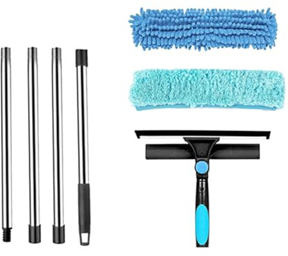 ReinigungsbüRste Dusche 2-in-1 71-Zoll-Fensterreinigungsbürste mit Abzieher, Abnehmbarer, Faltbarer Schrubber für Glas, Fliesen, Holzböden, Waschbürste mit ausziehbarer (Blue, One Size)