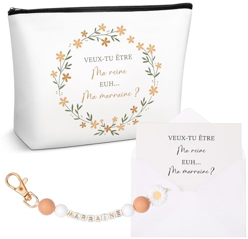 Hestya Cadeau Demande Marraine Pochette Porte-Clés Carte Veux-Tu Être Ma Marraine ? Annnonce Grossesse Baptême Communion Anniversaire Noël