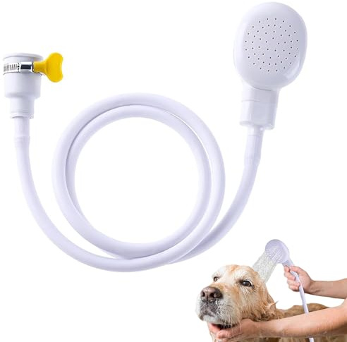 Pet Portable Shower Attachment for Bath Taps, Sink Head Hose Spray, Single Tap Showers with Fit Clamp Included, White Hose (1.3 M)