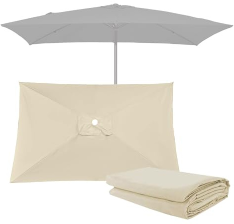 Parasole di ricambio UV 50+ per ombrelloni quadrati e rettangolari da 200 x 200 cm e 300 x 300 cm, 4/8 stecche beige, per patio e balcone