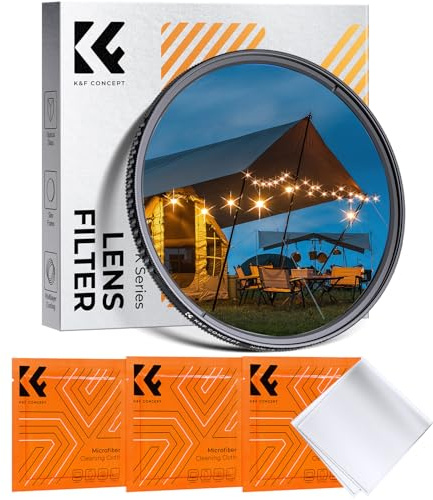 K&F CONCEPT Filtre Étoile 6 Points 67mm Effet Star Court et 3 Chiffon de Nettoyage pour Photo de Nuit d'environnements Lumineux ou Bijoux Objectif Appareil Photo
