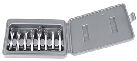 8PCS Tungsten Steel Stone Carving Set, Rotary Polishing Tool Bits for Woodworking, Grinding Burr Bit Set for Metal, Wood, Plastic, Includes 8 Bits and Storage Box, Compatible