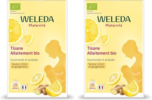 WELEDA - Tisane Allaitement bio Citron Gingembre - 20 sachets - Pour les femmes qui allaitent - Pour favoriser la lactation - ECOCERT - 20x2g (Lot de 2)
