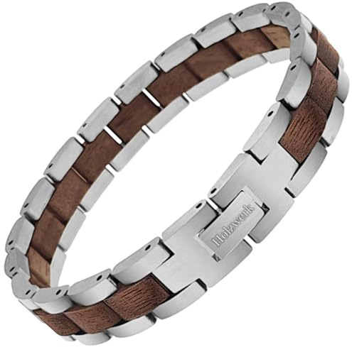 Holzwerk PINNSEE Natur Holz Armband für Damen und Herren Holzarmband Herrenarmband Damenarmband Braun Einstellbar inkl. Armbandkürzer und Aufbewahrungsbox