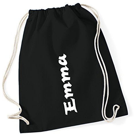 freitex Schwarzer Turnbeutel/Gymsack/Sportbeutel mit Namen bedruckt