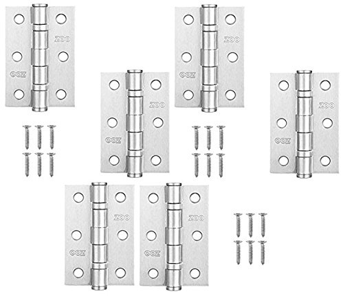 3 Pairs Door Hinge 3 75mm Ball Bearing Hinges Satin Chrome Suit Internal Doors Pair (3)
