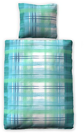 jilda-tex Seersucker-Bettwäsche 100% Baumwolle Sommerbettwäsche Watercolor 135x200 cm Ökotex-100 mit Reißverschluss (135 x 200 cm, Blau)