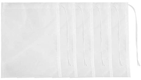 SLSON Filterbeutel für Aquarien, 180 Mikrometer, wiederverwendbar, Nylon, mit Kordelzug, für Aktivkohle, Holzkohle, Bio-Kugeln, Filterzubehör, Weiß, 5 Stück