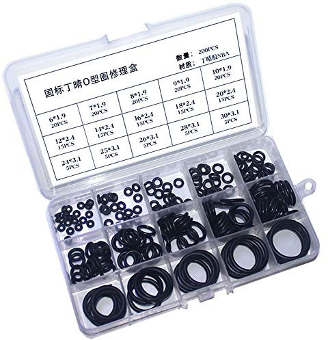 NETUME 200 Stück O-Ringe - 15 Verschiedene Größen Nitril Dichtungsringe Set, Schwarz O-Ringe Sortiment Wasserhahn Dichtung, O-Ring Dichtungsringe Gummi für Mischbatterien und Sanitär